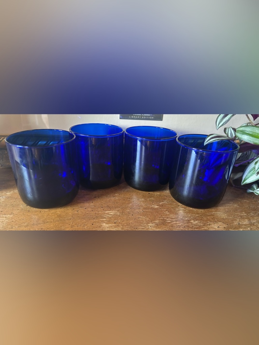 Vintage Libbey Metropolitan Cobalt Blue Round Bottom Rocks Glasses -Set of 4